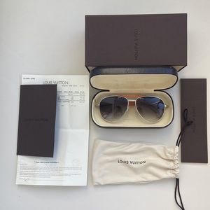 Louis Vuitton Conspiration Pilote Mesh Orange Aviator Sunglasses in Box and Case
